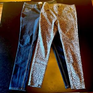 2 pair of So Size 11 Stretch Jeans Cheetah Leopard Dk Blue